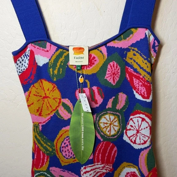 NWT Farm Rio Fruit Salad Knit Midi Sleeveless Sweater Dress XS - Picture 5 of 8